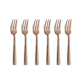 Amefa - Felicity 6 Pastry Forks - Rose Champagne 6-pc set cake forks in trend box - Rose Champagne Amefa