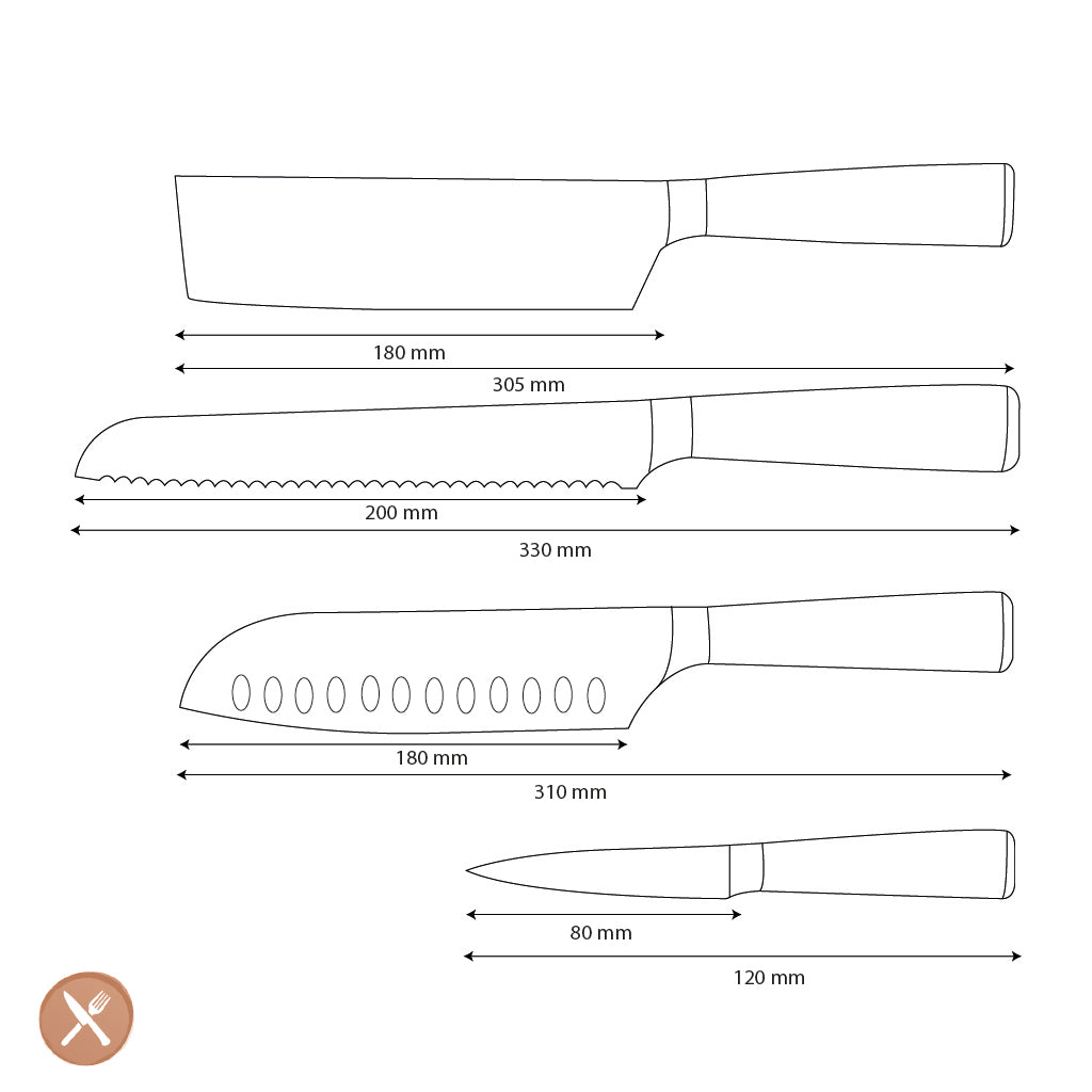 Couteaux Shinrai - Ensemble de 4 couteaux en résine époxy et onyx imprimé Damas - Santoku + couteau à pain + couteau Nakiri + couteau d'office