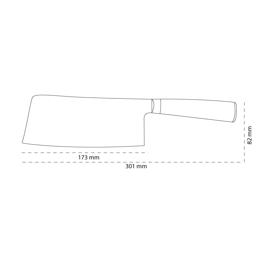Shinrai Knives - Damascus Print Chinese Chef's Knife 18 cm