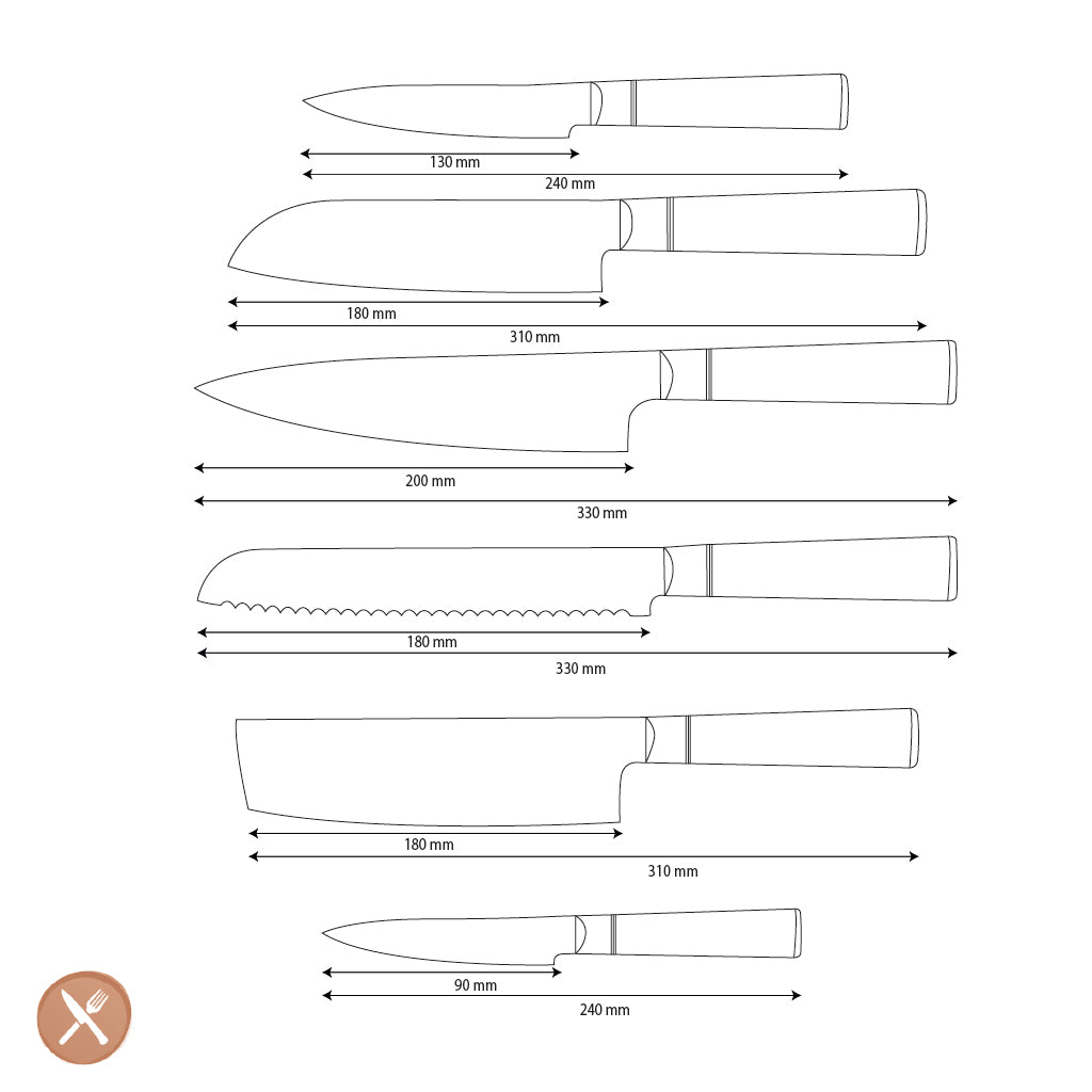 Shinrai Knives - Epoxy Onyx Damascus 6-piece Damascus Knife Set