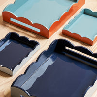 Addison Ross - Scalloped Tray - Pale Denim & Navy - 28x20 cm