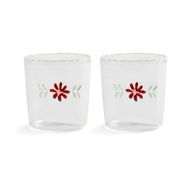 &Klevering - Glass flora red set of 2 &Klevering - Glas flora rood set van 2 Drinkglazen &Klevering