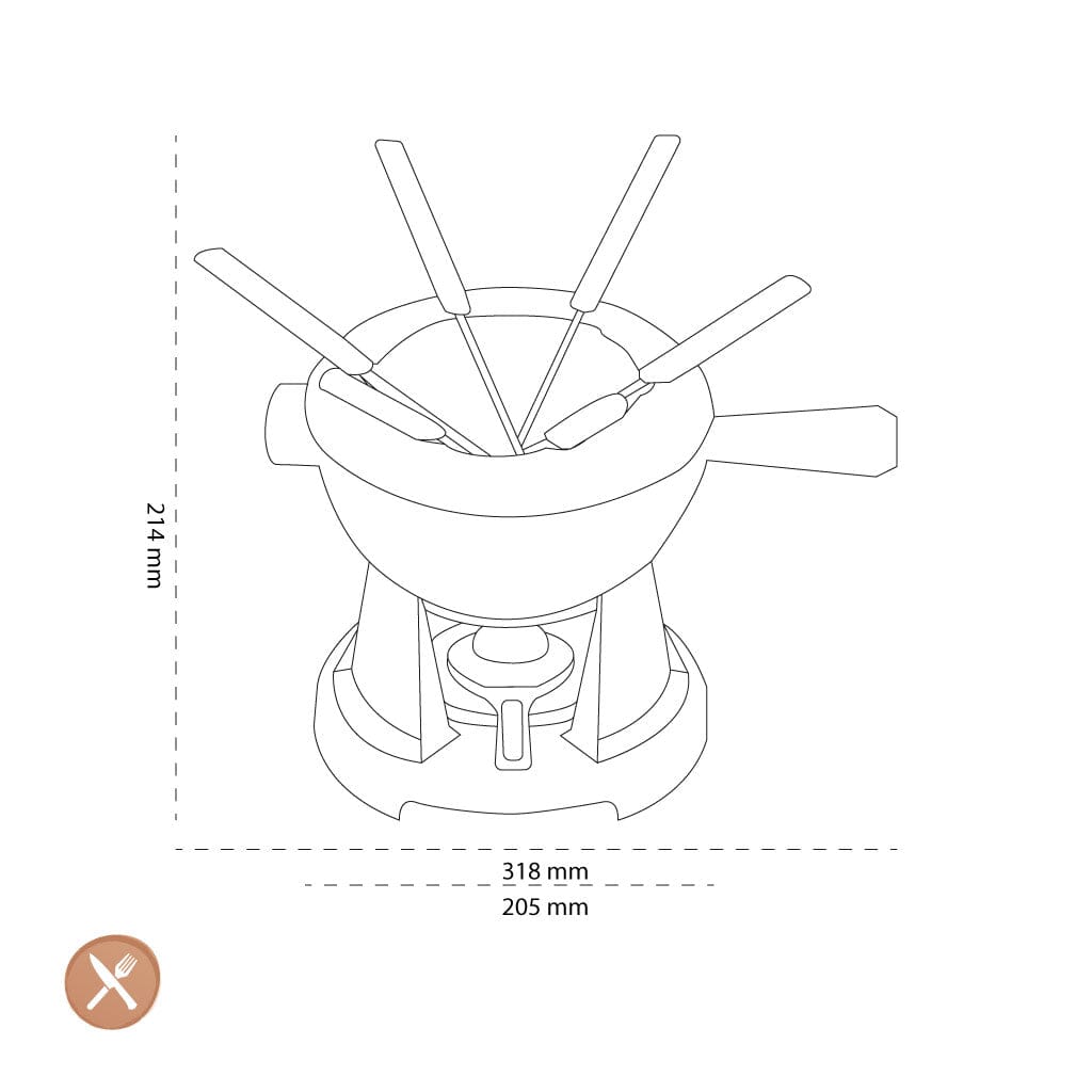 Le Creuset - Fondueset, ook voor kaas Kersenrood 20cm 2l Le Creuset