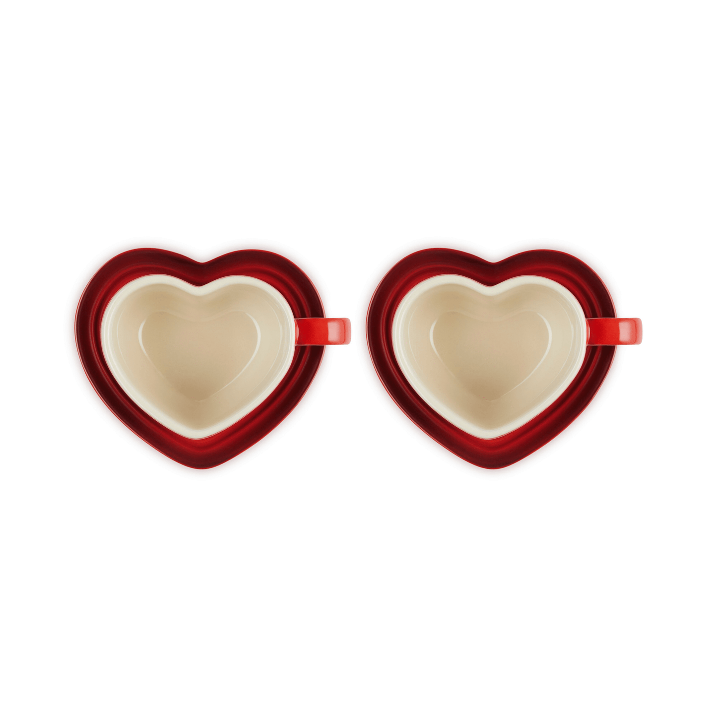 Le Creuset - Mokken in Hartjesvorm 2-delige Set Kersenrood Le Creuset
