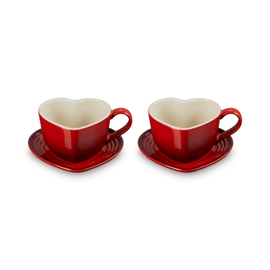 Le Creuset - Ensemble de 2 tasses en forme de cœur rouge cerise Le Creuset - Mokken in Hartjesvorm 2-delige Set Kersenrood Le Creuset