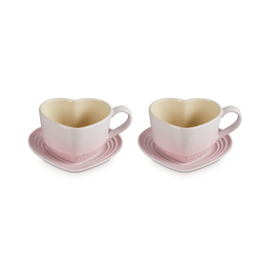 Le Creuset - Ensemble de 2 tasses en forme de cœur, rose coquillage Le Creuset - Mokken in Hartjesvorm 2-delige Set Shell Pink Le Creuset