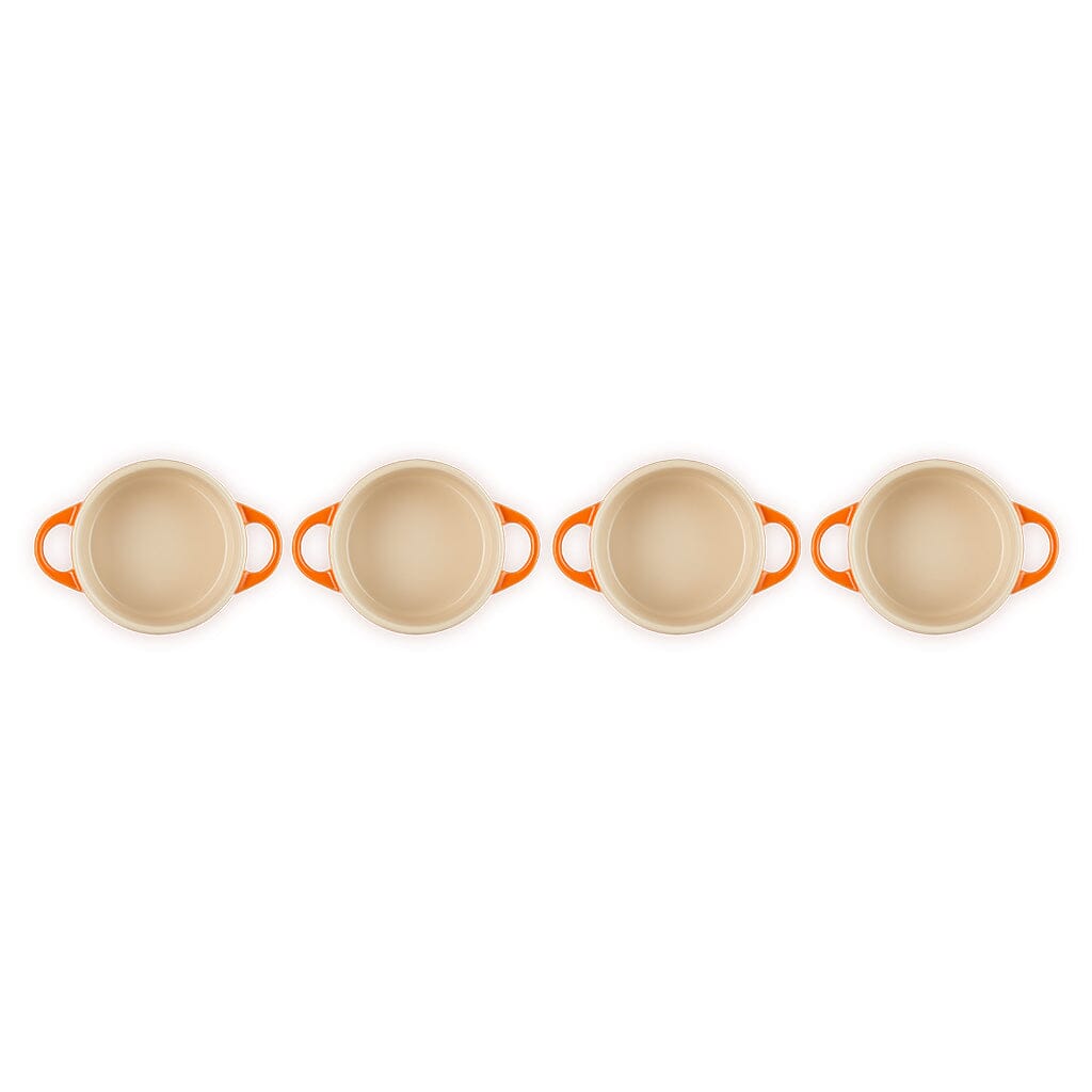 Le Creuset - Set van 4 Mini-Braadpannen Oranjerood 10cm 0,25l Pannenset Le Creuset