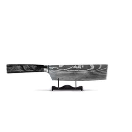 Shinrai Knives - Damascus Print Onyx Epoxy Nakiri knife 18 cm Shinrai Knives - Damascus Print Epoxy Onyx 3-delige Messenset - Koksmes + Nakiri + Schilmes Messenset Shinrai Knives