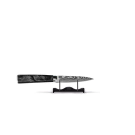 Série japonaise d'impression onyx de Damas - Couteau d'office Shinrai Knives - Damascus Print Epoxy Onyx 3-delige Messenset - Koksmes + Santoku + Schilmes Messenset Shinrai Knives