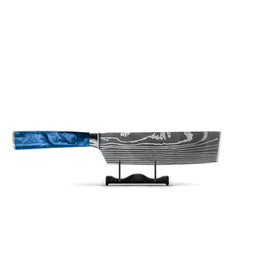 Shinrai Knives - Damascus Print Epoxy Sapphire Nakiri knife 18 cm Shinrai Knives - Damascus Print Epoxy Sapphire Nakiri mes 18 cm Nakirimes Shinrai Knives