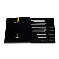 Shinrai Knives - Damascus Print Mega Bundel - All you need Messenset met blok, snijplank en slijpsteen Shinrai Knives
