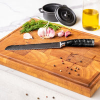 Shinrai Knives - Damascus Print Onyx 9-delige Messenset + Messenblok Rotate Messenset met blok Shinrai Knives