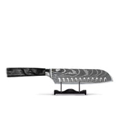 Shinrai Knives - Damascus Print Onyx Epoxy Santoku mes 18cm Santokumes Shinrai Knives