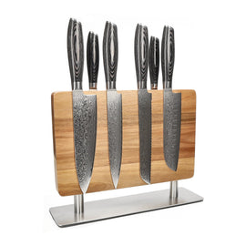 Shinrai Knives - Damask Pakka Wood 6-Piece Knife Set + Knife Block Stans Shinrai Knives - Damast Pakka Wood 6-delige Messenset + Messenblok Stans Messenset met blok Shinrai Knives