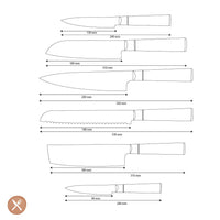 Shinrai Knives - Epoxy Onyx Damascus 6-delige Damascus Messenset Messenset Shinrai Knives