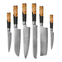 Shinrai Knives - Epoxy Onyx Damascus 6-delige Damascus Messenset Messenset Shinrai Knives