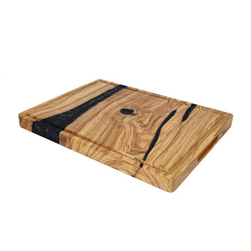 Shinrai Knives - Epoxy Onyx Snijplank Olijfhout - 40 x 30 x 3 cm Houten snijplank Shinrai Knives