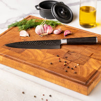 Shinrai Knives - Hammered Damast BR 3-delige Messenset - Koksmes + Nakiri + Santoku Messenset Shinrai Knives