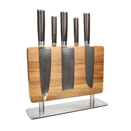 Shinrai Knives - Hammered Damask BR 5-piece Knife Set + Knife Block Stans Shinrai Knives - Hammered Damast BR 5-delige Messenset + Messenblok Stans Messenset met blok Shinrai Knives