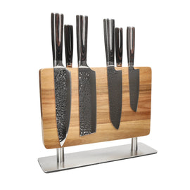 Shinrai Knives - Hammered Stainless Steel 6-piece Knife Set + Knife Block Stans Shinrai Knives - Hammered RVS 6-delige Messenset + Messenblok Stans Messenset met blok Shinrai Knives