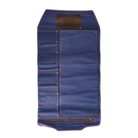Couteaux Shinrai - Étui à couteaux en toile et cuir de haute qualité, bleu foncé