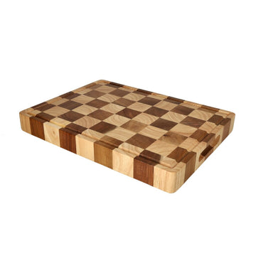 Shinrai Knives - Schaak Snijplank Acaciahout - Kopshout - 40 x 30 x 4.5 cm Houten snijplank Shinrai Knives