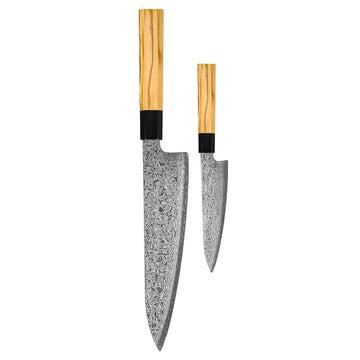 Shinrai Knives - Takumi Kaza 2-delige Damascus Messenset - Koksmes + Schilmes Messenset Shinrai Knives