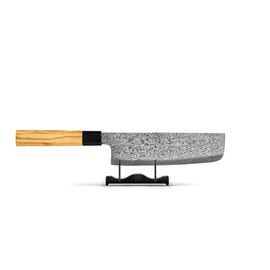 Shinrai Knives - Takumi Kaza Damascus Nakirimes 18 cm Shinrai Knives - Takumi Kaza 5-delige Damascus Messenset - Koksmes + Broodmes + Nakiri + Officemes + Schilmes Messenset Shinrai Knives