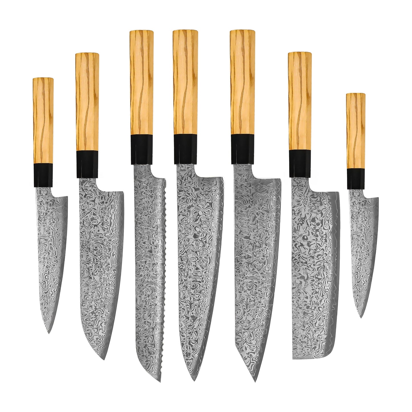 Shinrai Knives - Takumi Kaza 7-delige Damascus Messenset Messenset Shinrai Knives