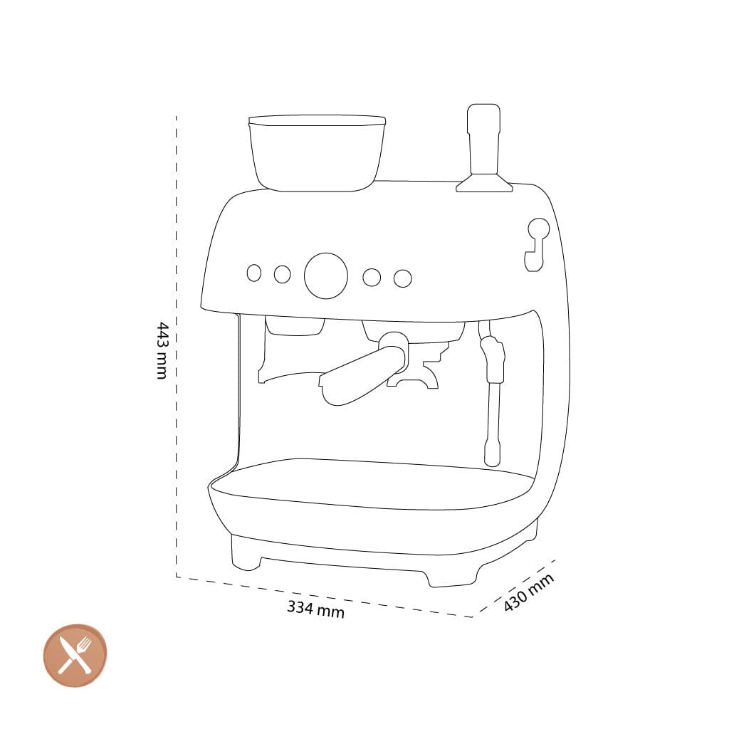 Smeg - Espressomachine | Crème | Jaren 50 | Handmatige espressomachine met geïntegreerde bonenmaler Handmatige Espressomachine Smeg