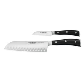 Wusthof - Classic Ikon Santoku Knife + Vegetable Knife Wusthof - Classic Ikon Santokumes + Groentemes Messenset Wusthof