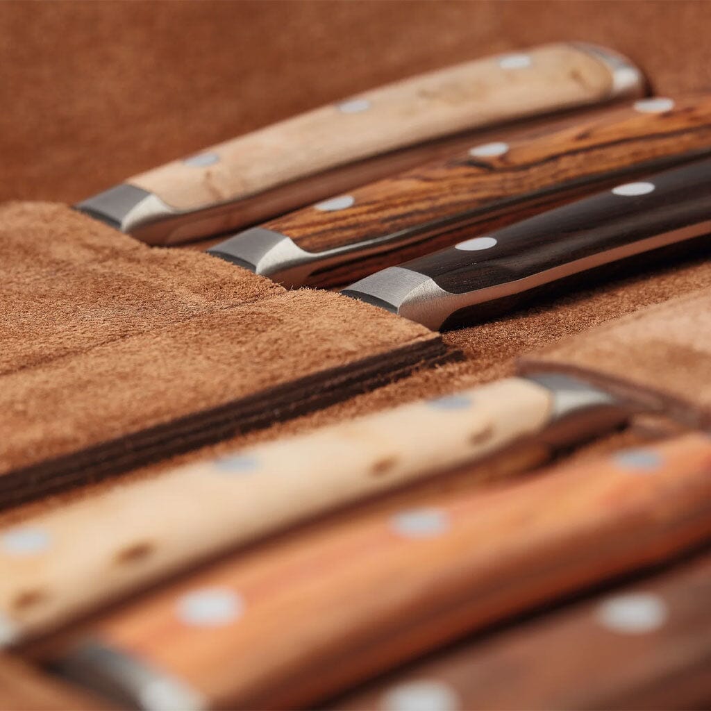 Wusthof - Ikon Steakmessenset 6-delig + Lederen Messentas Messenset Wusthof