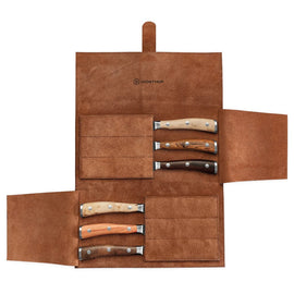 Wusthof - Ensemble de couteaux à steak Ikon 6 pièces + étui à couteaux en cuir Bezig met laden...