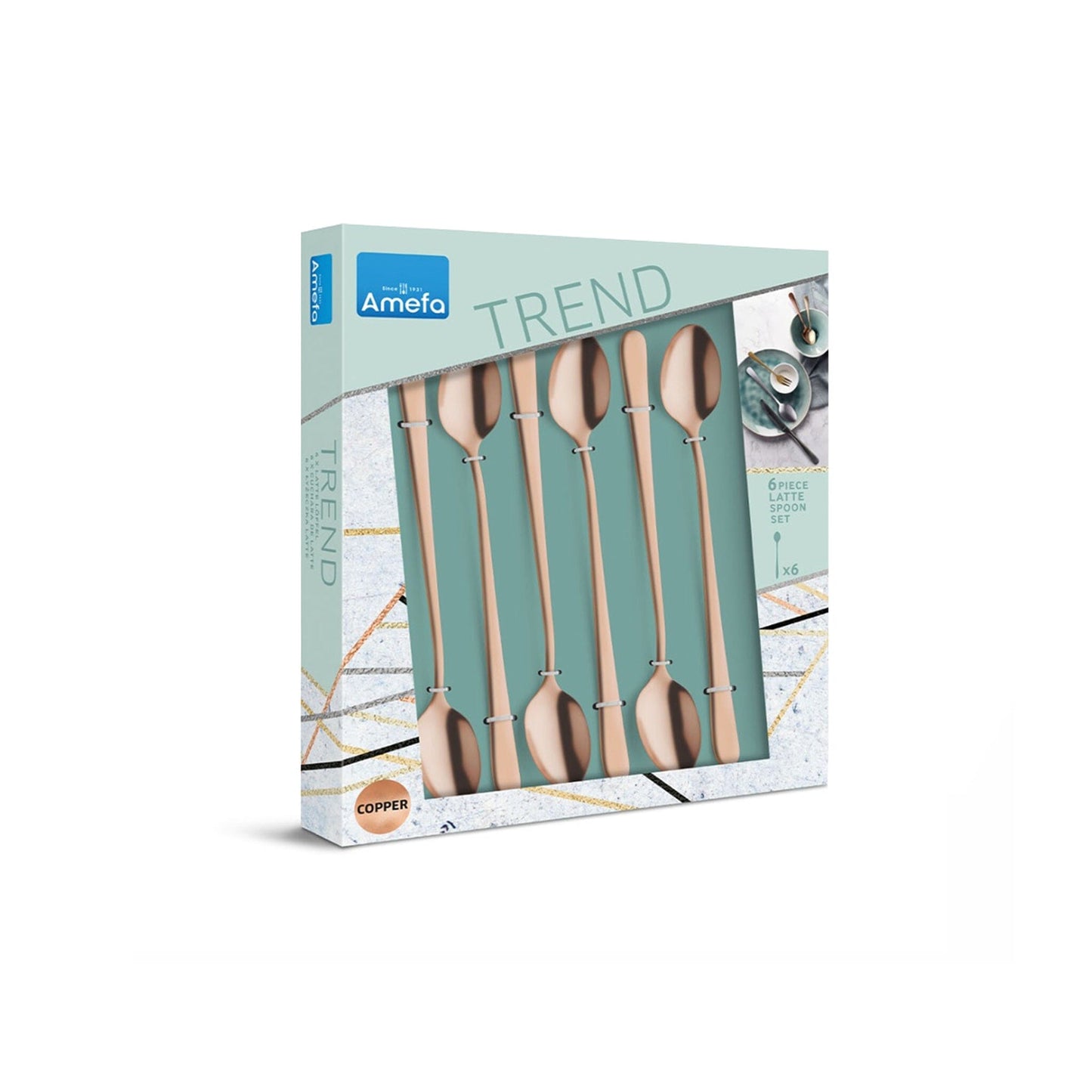 Amefa - Austin 6 Latte Lepels - Mat Koper Latte lepels Amefa