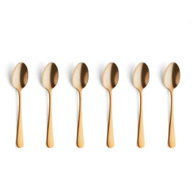 Amefa - Austin 6 Teaspoons - Matte Gold Amefa - Austin 6 Theelepels - Mat Goud Theelepels Amefa