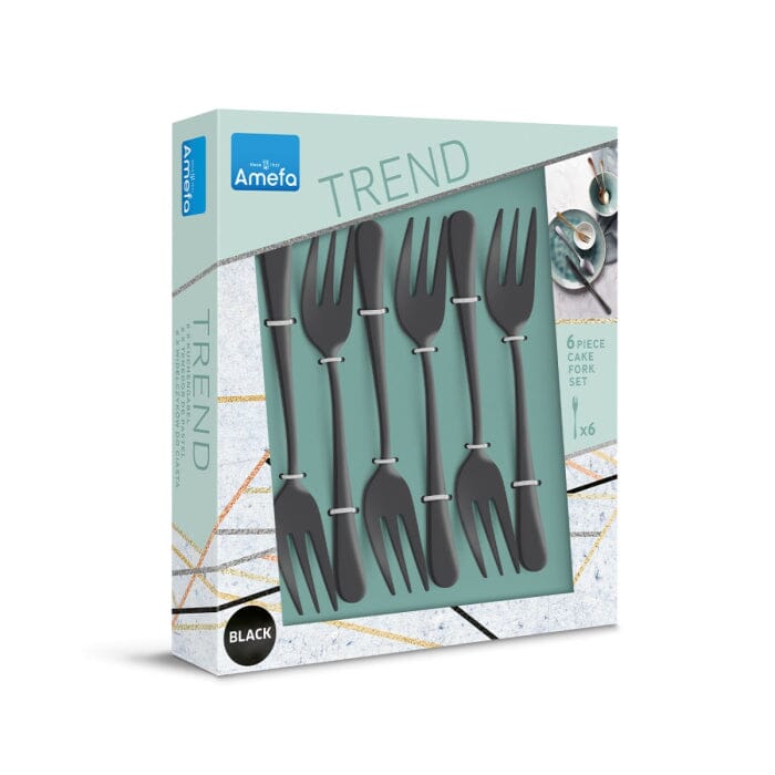 Amefa - Black Matt PVD 6 Cake Forks in trend box - black Amefa
