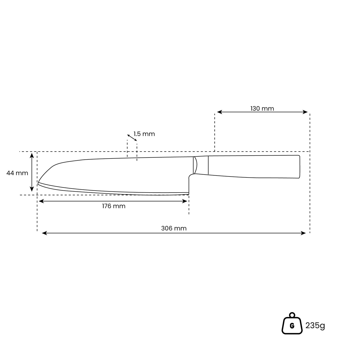 Hammered Damast BR Damascus Santoku 18 cm Keukenmessen Shinrai Japan