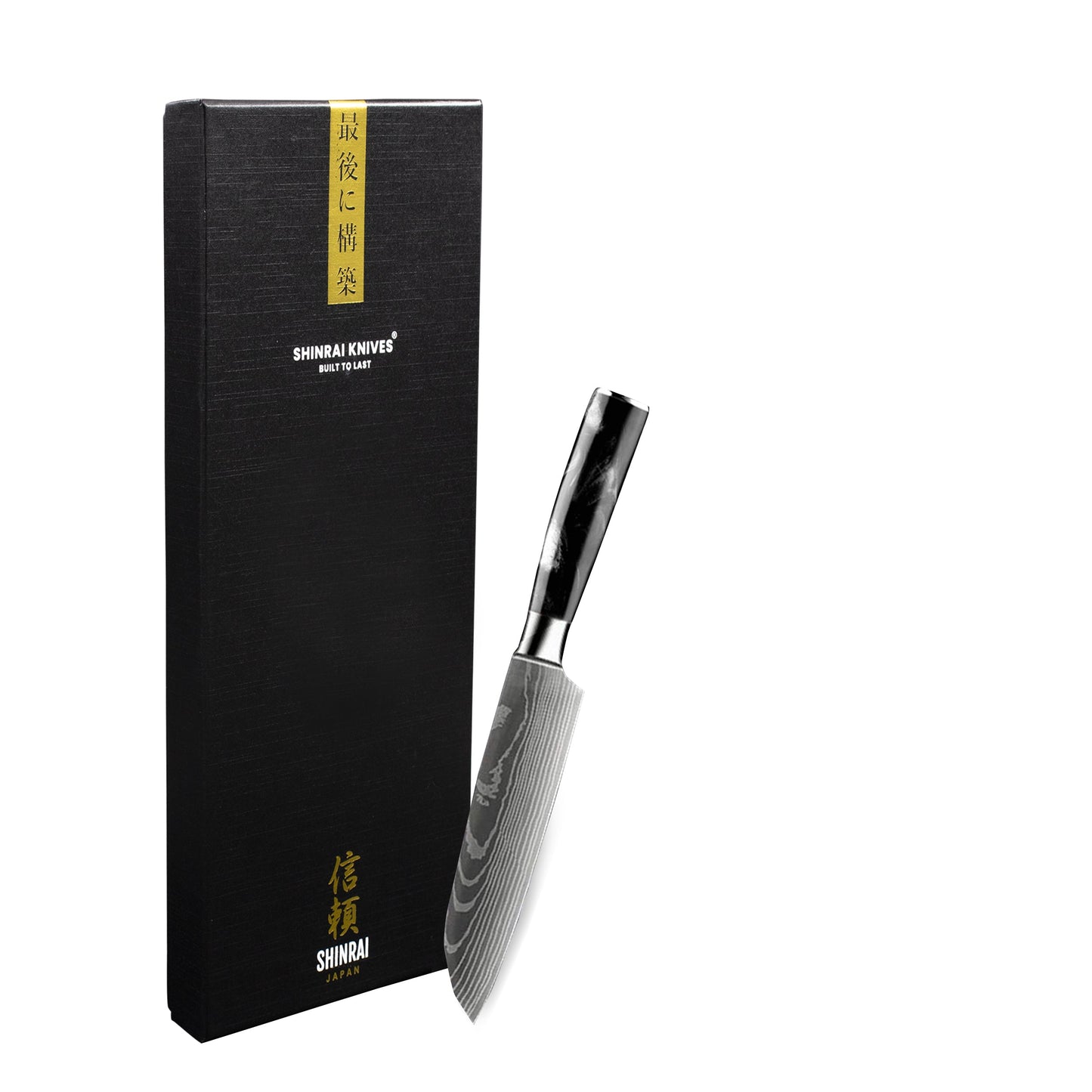 Japanse Damascus Onyx Print Series - Klein Santoku mes (13cm) Keukenmessen Shinrai Japan