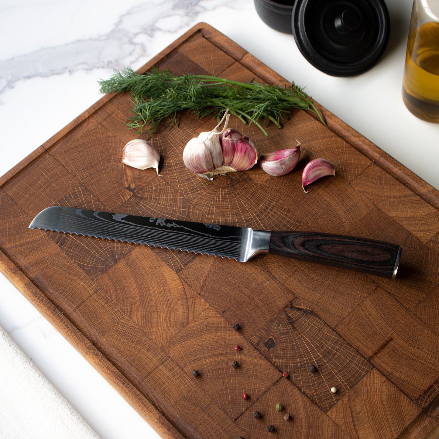 Japanse Damascus Print - Broodmes 20 cm Keukenmessen Shinrai Japan