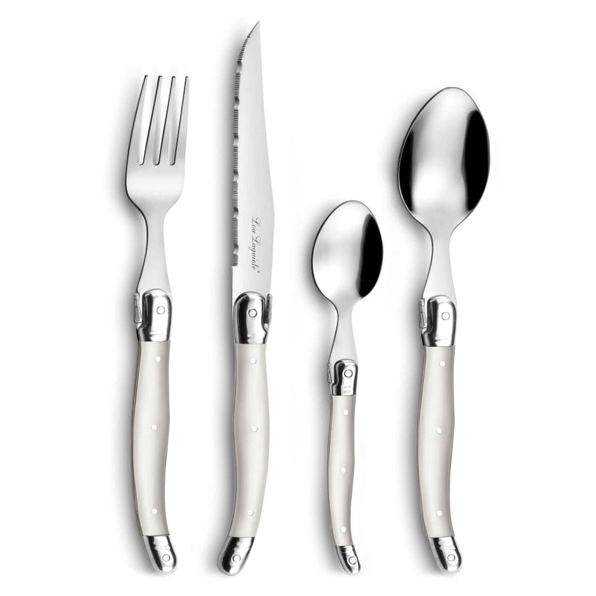 Lou Laguiole - 24-pc cutlery set in open window box - pearl Bestekset Lou Laguiole