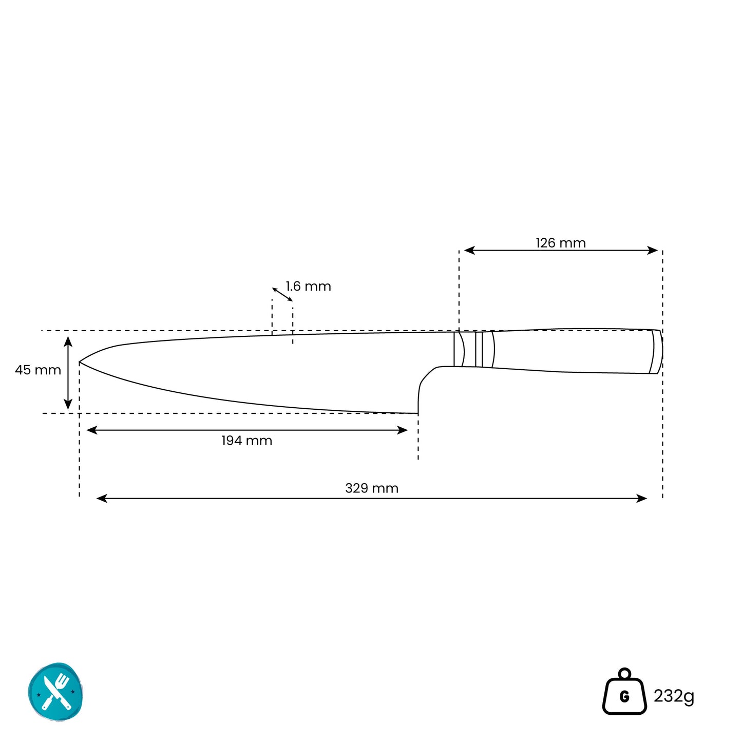Micarta Jewels - Damascus Koksmes 20 cm Keukenmessen Shinrai Japan