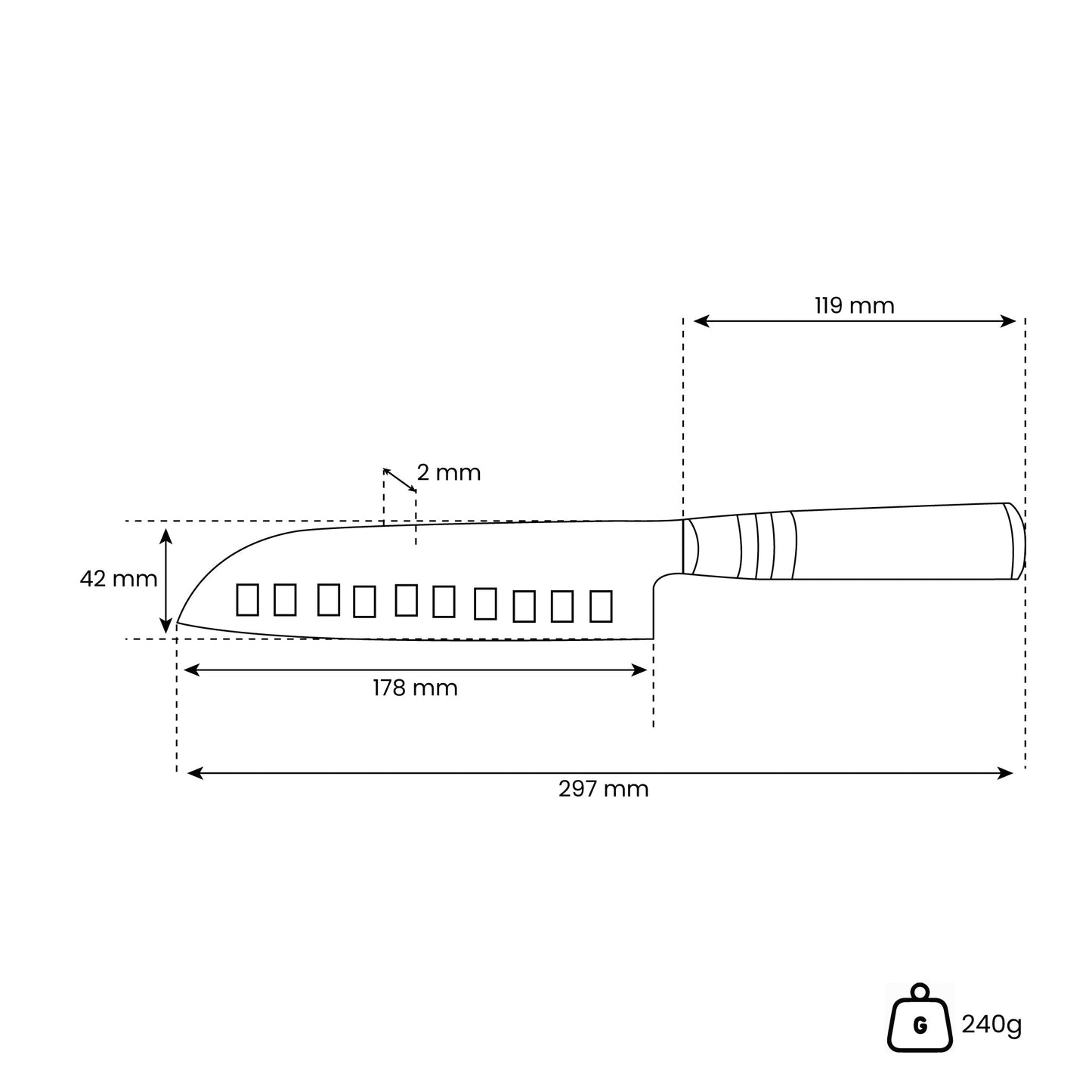 Micarta Jewels Damascus Santoku 18 cm Keukenmessen Shinrai Japan
