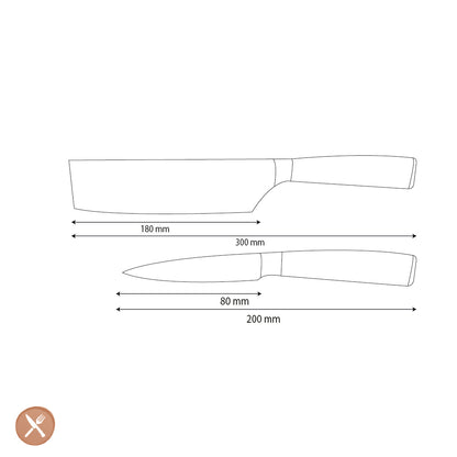 Couteaux Shinrai - Ensemble de 2 couteaux en acier inoxydable martelé - Nakiri + couteau d'office