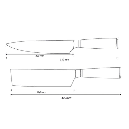 Shinrai Knives - Ensemble de 2 couteaux Damas Micarta Jewels - Couteau de chef + Nakiri