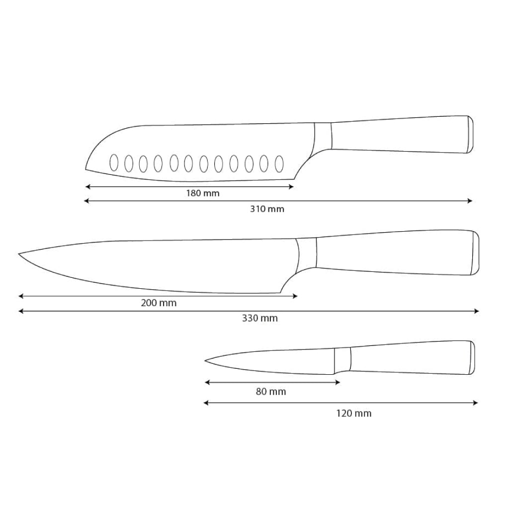 Couteaux Shinrai - Ensemble de 3 couteaux en résine époxy et onyx imprimé Damas - Couteau de chef, Santoku et couteau d'office