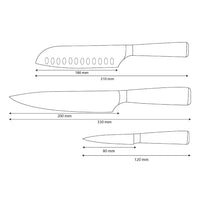 Couteaux Shinrai - Ensemble de 3 couteaux imprimés Damas - Couteau de chef + Santoku + Couteau d'office