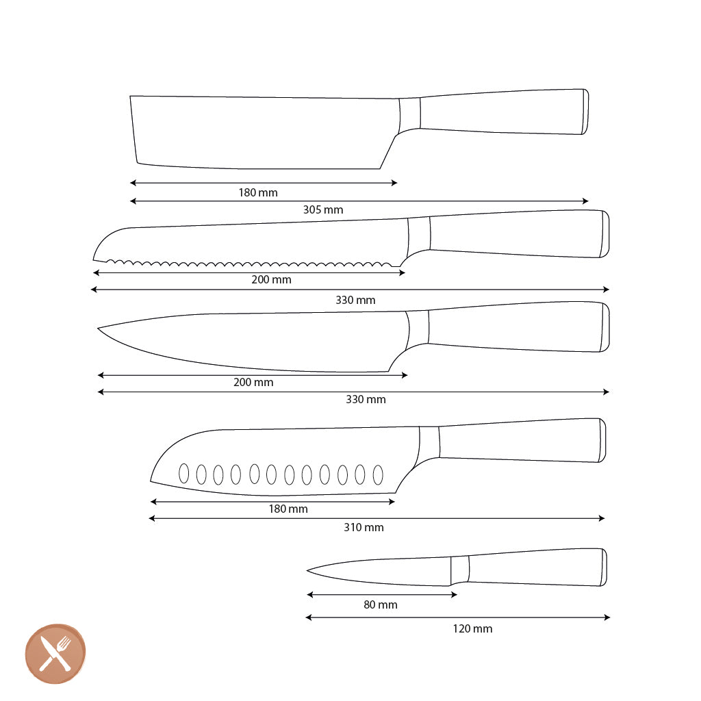 Couteaux Shinrai - Ensemble de 5 couteaux en résine époxy et onyx imprimé Damas - Couteau de chef, couteau à pain, couteau Nakiri, couteau Santoku et couteau d&#39;office