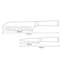 Shinrai Knives - Damascus Print Epoxy Sapphire 2-piece Knife Set - Santoku + Paring Knife