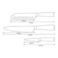 Shinrai Knives - Damascus Print Epoxy Sapphire 3-Piece Knife Set - Chef's Knife + Santoku + Paring Knife