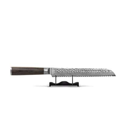 Shinrai Knives - Ensemble de 4 couteaux en damas martelé BR - Couteau de chef + Nakiri + Santoku + Couteau à pain